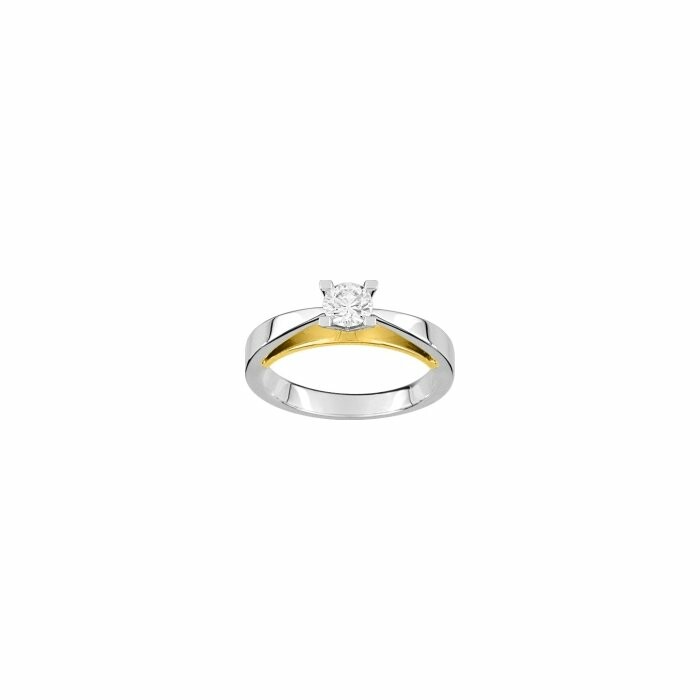 Bague en or blanc, or jaune et diamants