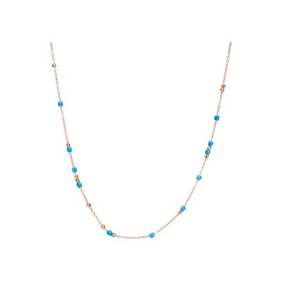 Collier DoDo Granelli en or rose, turquoise et céramique, 42cm