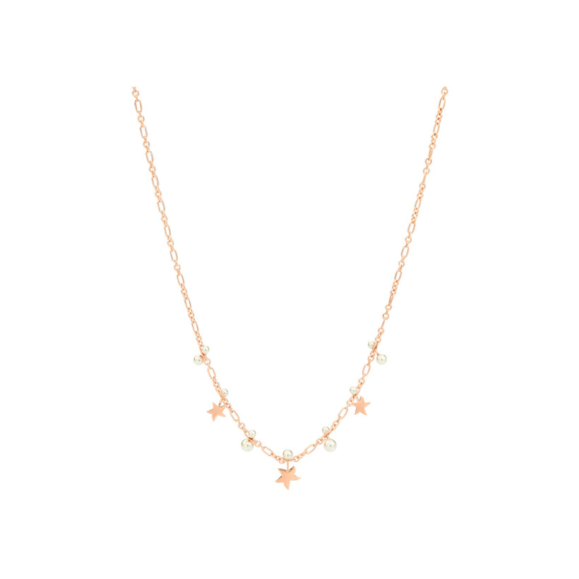 Collier DoDo Stellina en or rose et perles en cristal, 42cm