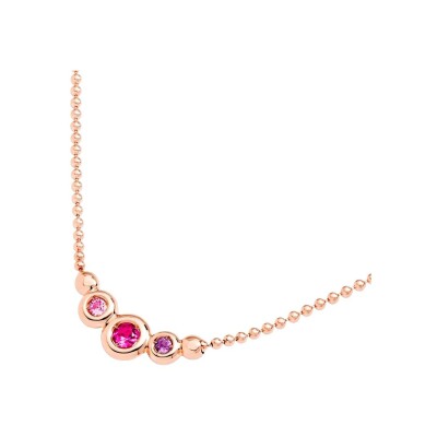 Collier Dodo Bollicine en or rose, saphir rose, rubis et améthyste