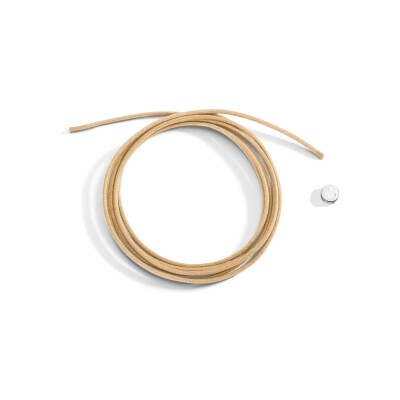 Cordon Dodo fin beige en argent et coton