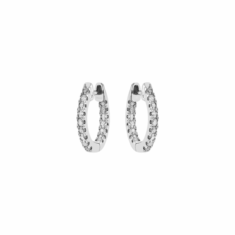 Boucles d'oreilles créoles Djula Graphique en or blanc et diamants