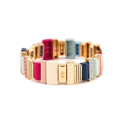 Bracelet Simone à Bordeaux Design Dahlia en métal doré émaillé