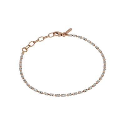 Bracelet Desmos Station en argent et argent doré rose, 16.5 cm