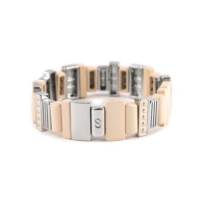 Bracelet Simone à Bordeaux Design Silver Beige en métal émaillé