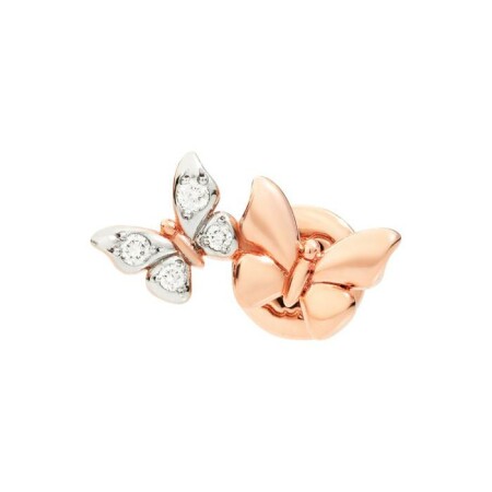 Mono boucle d'oreille clou DoDo Papillon en or rose et diamants