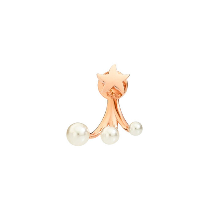 Mono boucle d'oreille piercing DoDo Stellina en or rose et perles en cristal