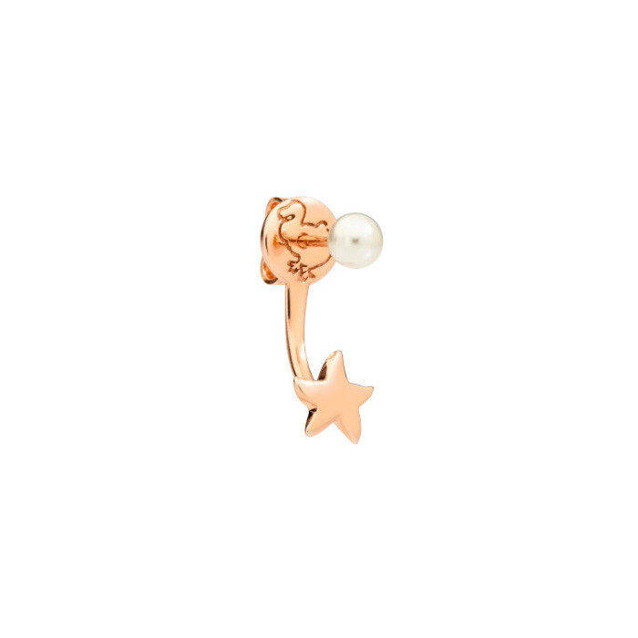 Mono boucle d'oreille piercing DoDo Stellina en or rose et perles en cristal