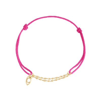 Bracelet sur cordon rose Charlet Diamantée en or jaune