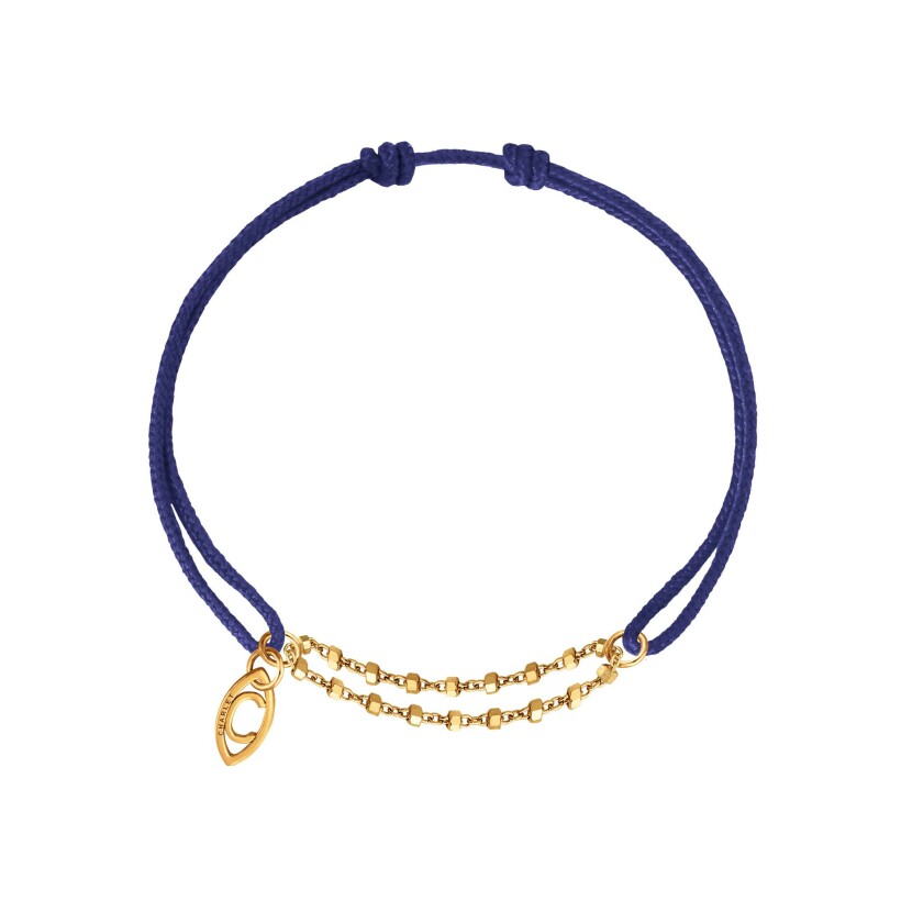 Bracelet sur cordon bleu marine Charlet Diamantée en or jaune