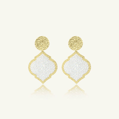 Boucles d'oreilles Sàntibé Bijoux Diamante en laiton, métal doré et perles blanc