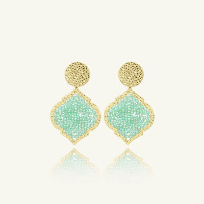 Boucles d'oreilles Sàntibé Bijoux Diamante en laiton, métal doré et perles vert d'eau