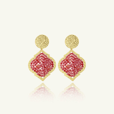 Boucles d'oreilles Sàntibé Bijoux Diamante en laiton, métal doré et perles prune