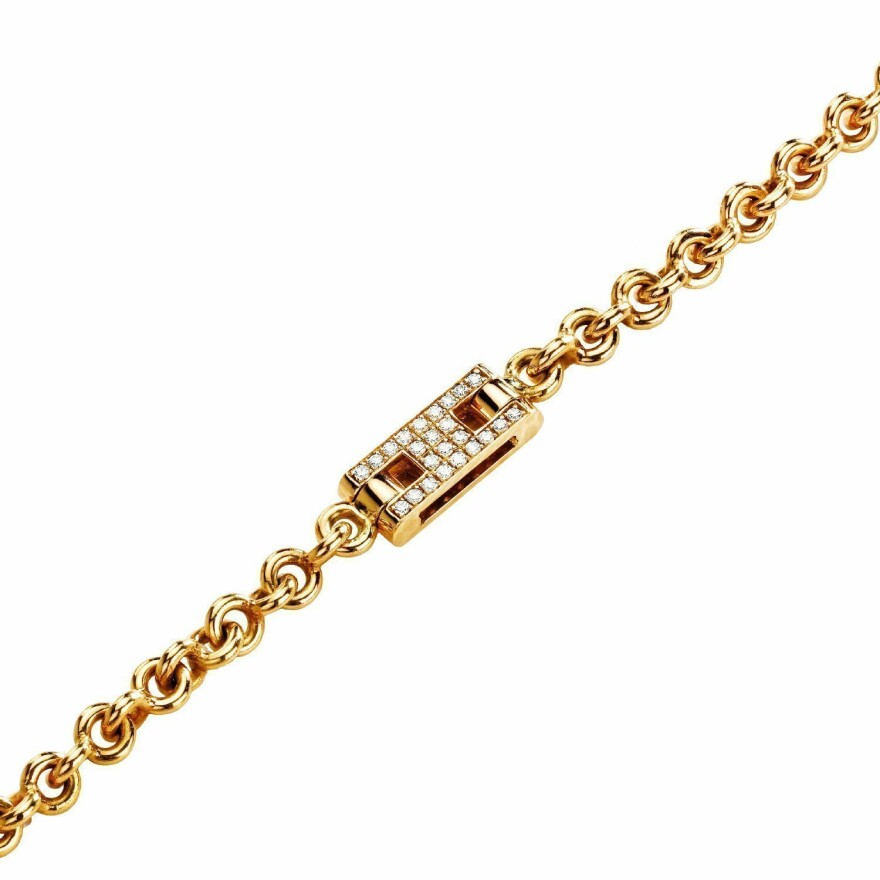 Bracelet H pavé diamants sur chaîne