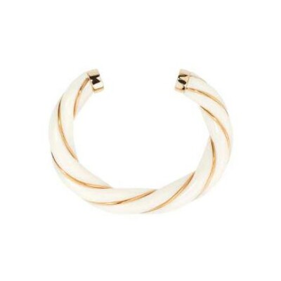 Bracelet jonc Aurélie Bidermann Diana en métal doré à l'or 18 carats et résine - Ivoire