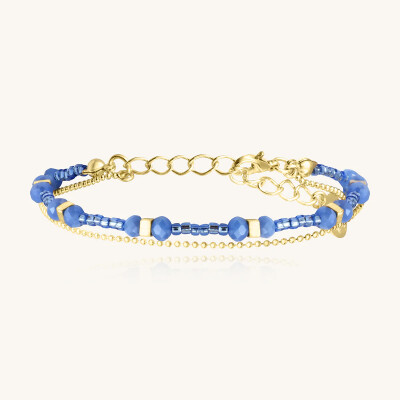 Bracelet Sàntibé Bijoux Divine en laiton, métal doré et perles céleste