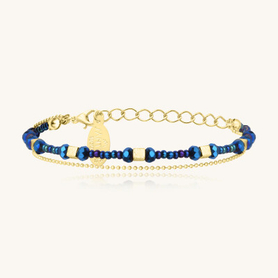 Bracelet Sàntibé Bijoux Divine en laiton, métal doré et perles bleu marine