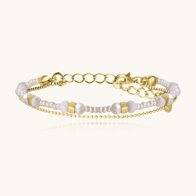 Bracelet Sàntibé Bijoux Divine en laiton, métal doré et perles sable