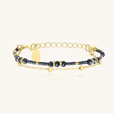 Bracelet Sàntibé Bijoux Divine en laiton, métal doré et perles gris