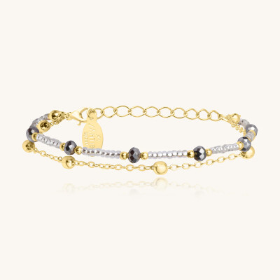 Bracelet Sàntibé Bijoux Divine en laiton, métal doré et perles argent