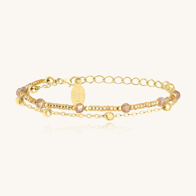 Bracelet Sàntibé Bijoux Divine en laiton, métal doré et perles doré