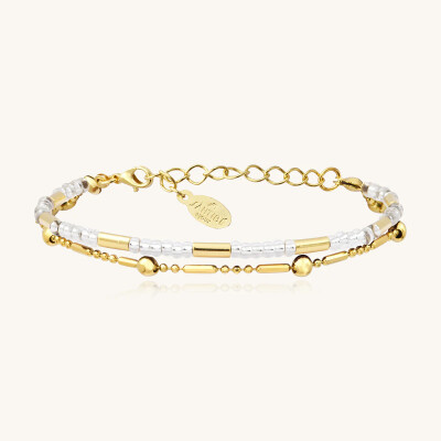 Bracelet Sàntibé Bijoux Divine en laiton, métal doré et perles argent