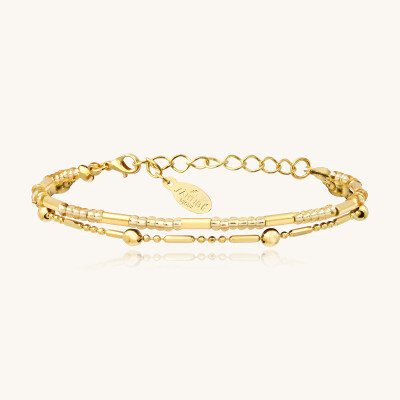 Bracelet Sàntibé Bijoux Divine en laiton, métal doré et perles doré