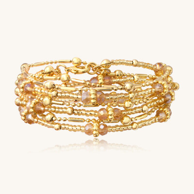 Collier-Bracelet Sàntibé Bijoux Divine en laiton, métal doré et perles doré