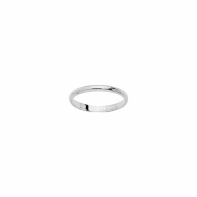 Alliance demi-jonc en or blanc, 2mm