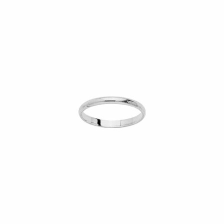 Alliance demi-jonc en or blanc, 2mm