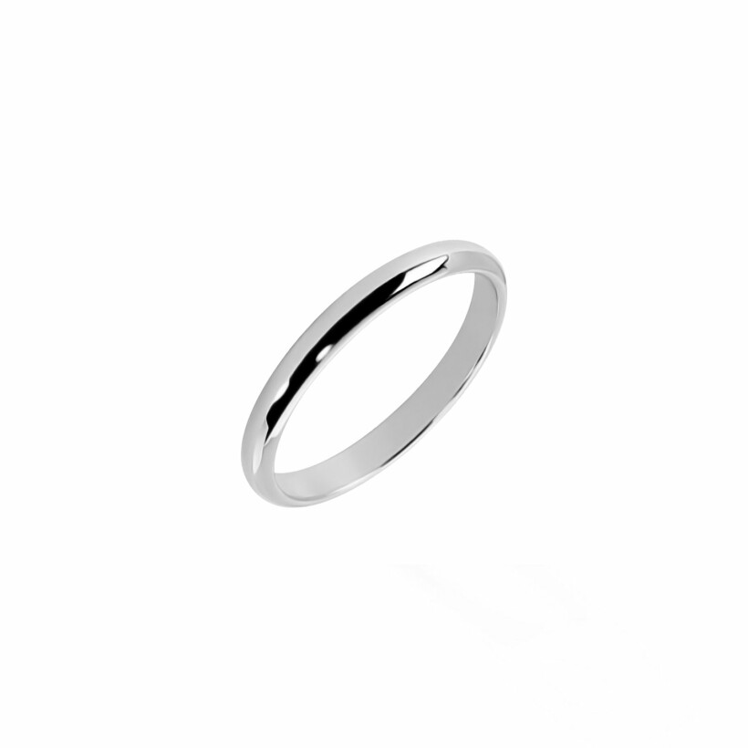 Half Bangle wedding ring, white gold, 2.5mm