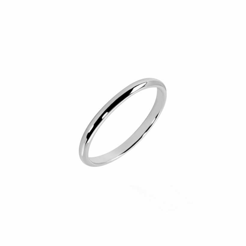 Half Bangle wedding ring, white gold, 2mm