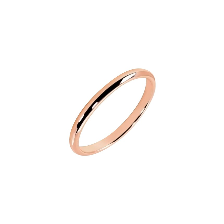 Ferret 2mm half round wire Wedding ring in pink gold