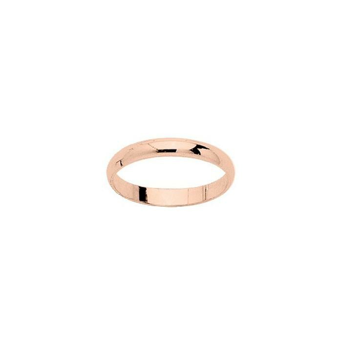 Alliance demi-jonc en or rose, 3mm