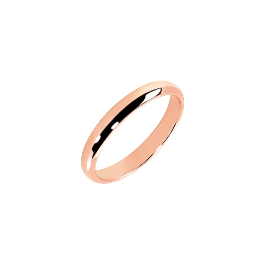 Ferret 3mm half round wire Wedding ring in pink gold