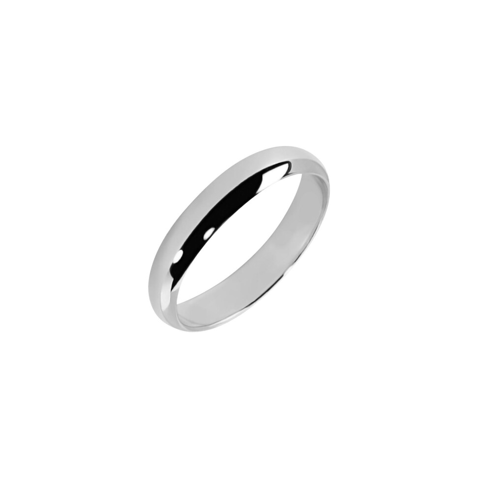 Ferret 4mm half round wire Wedding ring in white gold