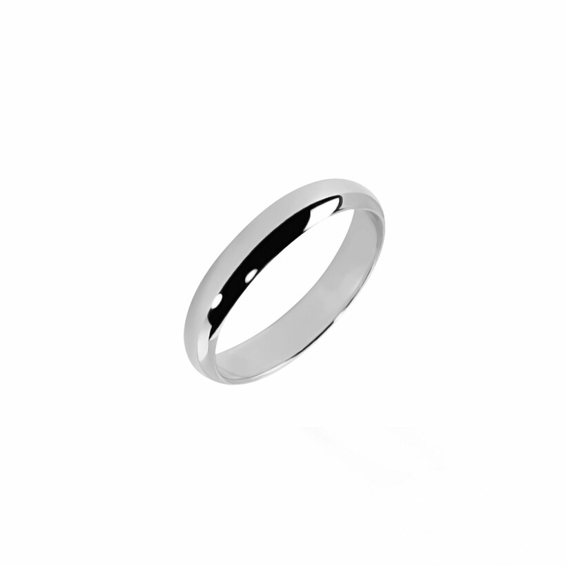 Half Bangle wedding ring, white gold, 4mm
