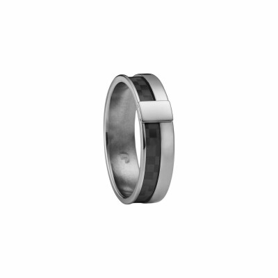 Bague Jourdan Bijoux Beta en acier poli et kevlar brillant