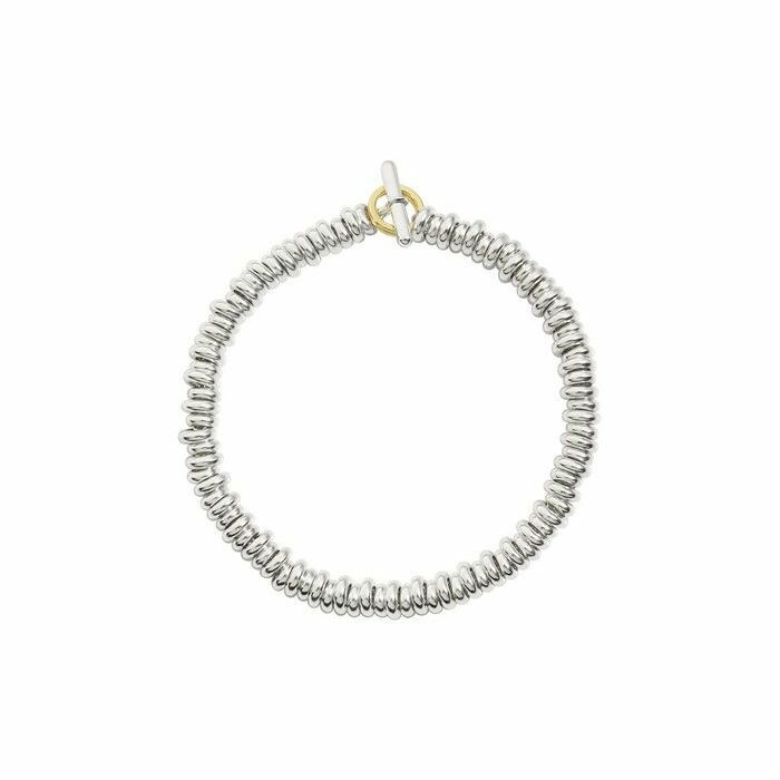 DoDo washer bead bracelet, Silver and yellow gold, 17.5cm length