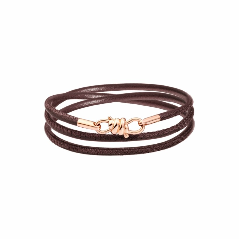 Bracelet DoDo en or rose et cuir 18 cm