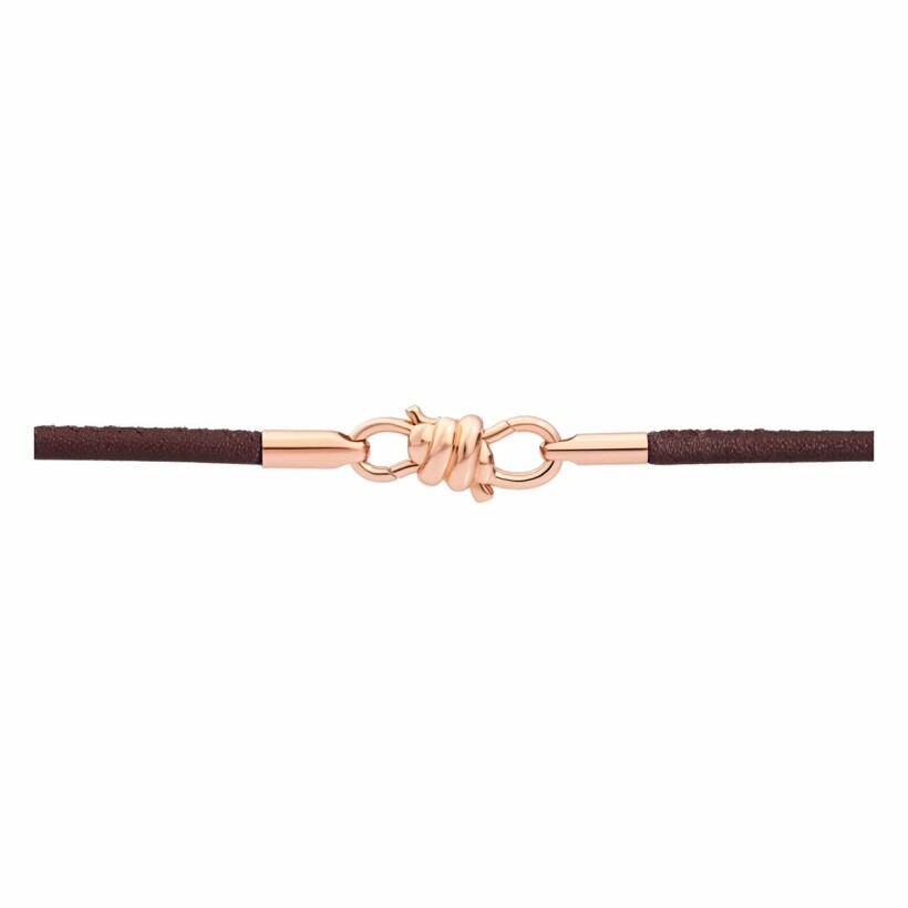 Bracelet sur cordon DoDo Nodo Bracelet Nodo en or rose et cuir moka, 17cm