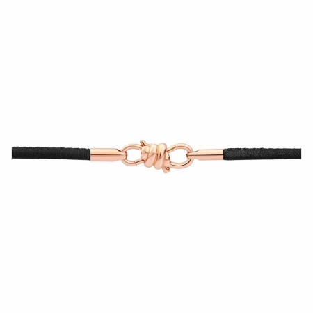 Bracelet sur cordon DoDo Nodo Bracelet Nodo en or rose et cuir noir, 18cm