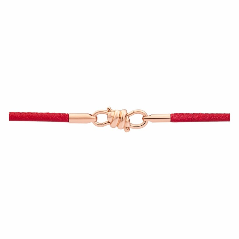 Bracelet sur cordon DoDo Nodo Bracelet Nodo en or rose et cuir bordeaux, 17cm