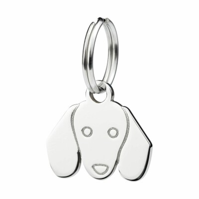 Pendentif Dodo Teckel en or rose, acier et émail
