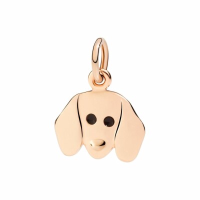 Pendentif Dodo Teckel en or rose, acier et émail