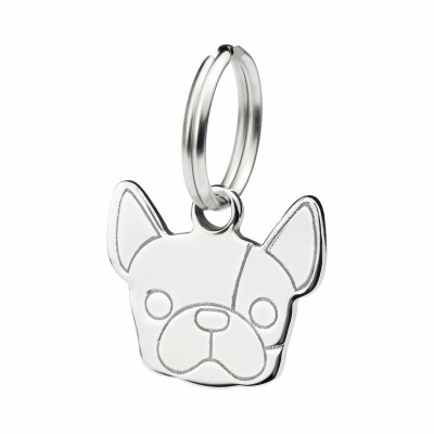 Pendentif Dodo Bouledogue français en or rose, acier et émail