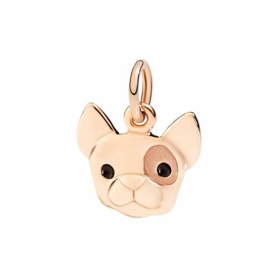 Pendentif Dodo Bouledogue français en or rose, acier et émail