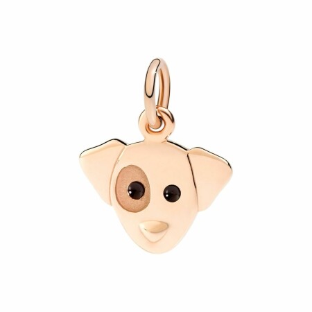 Pendentif Dodo Jack Russel en or rose, acier et émail