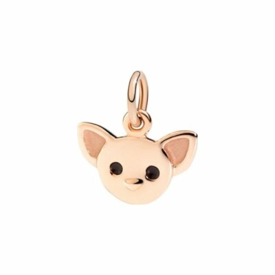 Pendentif Dodo Chihuahua en or rose et émail marron