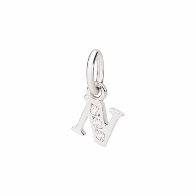 Pendentif DoDo Lettre N en or blanc et diamants